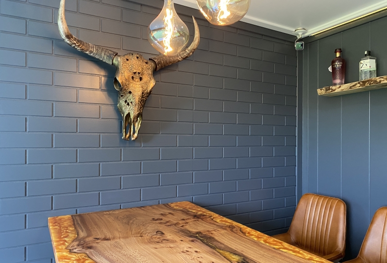 garden bar and interior design with brick effect finish  In Surrey