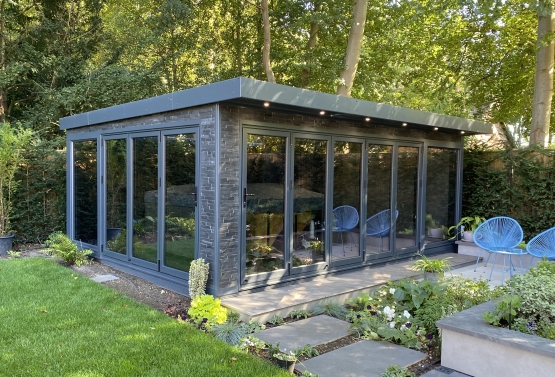 split face slate stone garden building in Hampshire