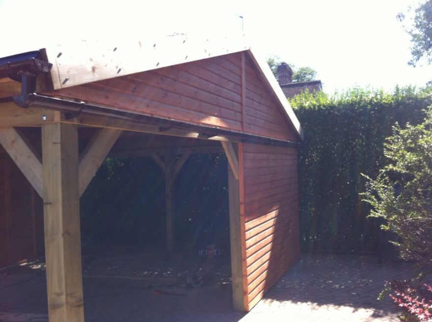 30sqm car port with timber apex roof construction