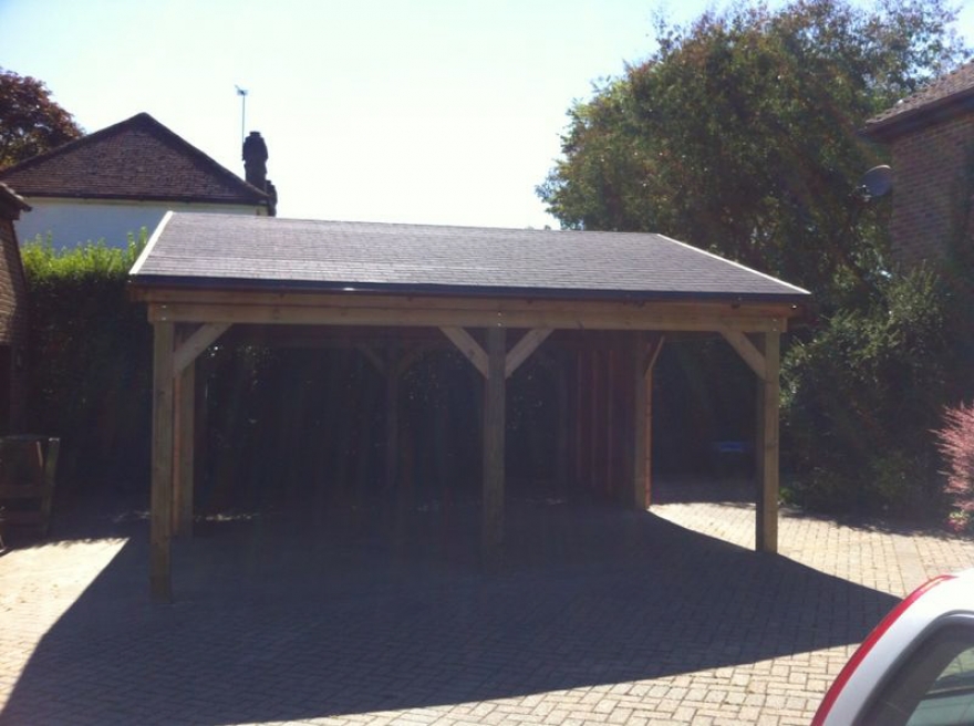 30sqm car port with timber apex roof construction