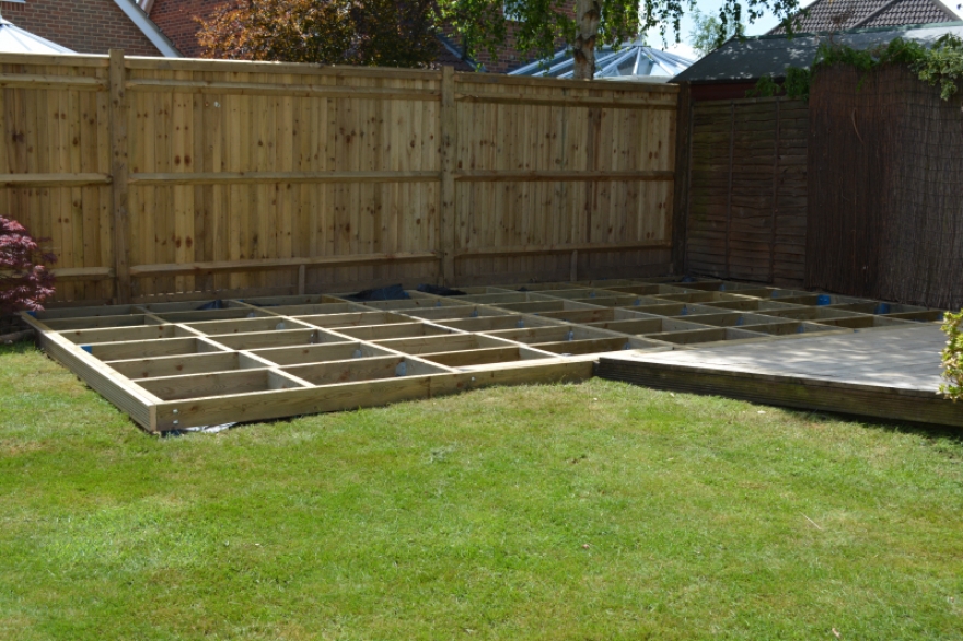 Ready for the building - our steel & timber framed base creates very little disruption or damage to the garden