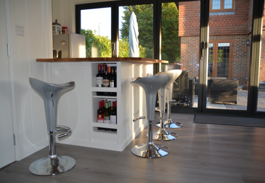 Our customer chose to include an integral wine rack 