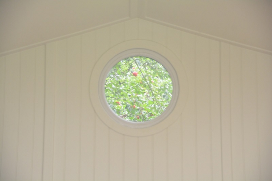 An interior view of the gable window