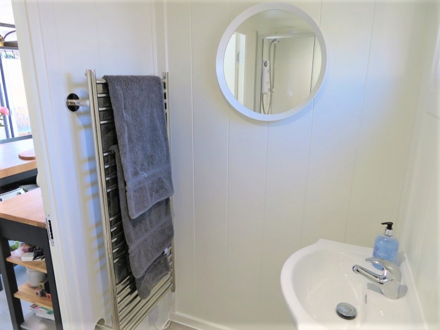 electric towel rail  with in a summerhouse 