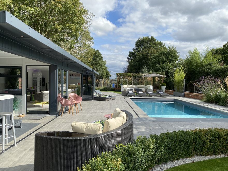 Case Study: Poolside Room With Canopy in Warwickshire | Bakers Garden Buildings