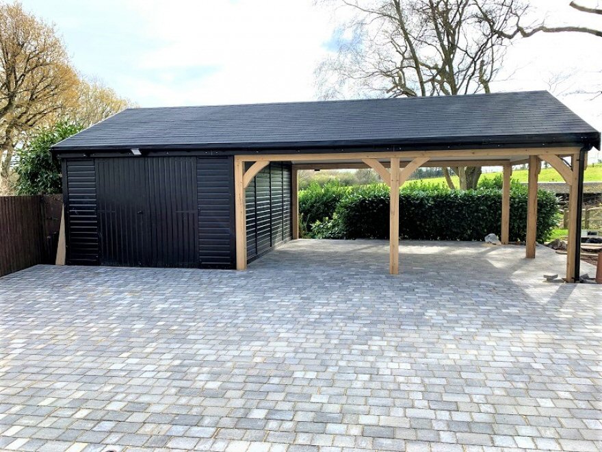 Garage with Integrated Car Port / Canopy Installed in West Sussex