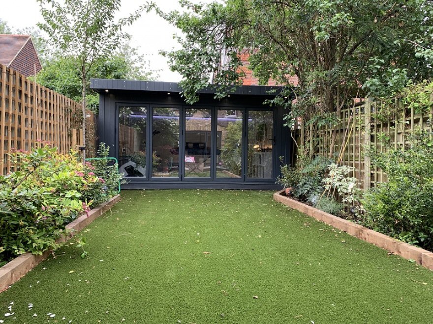Garden Room with Bi-fold Doors in RAL7016 Anthracite Grey Installed Through the House in London