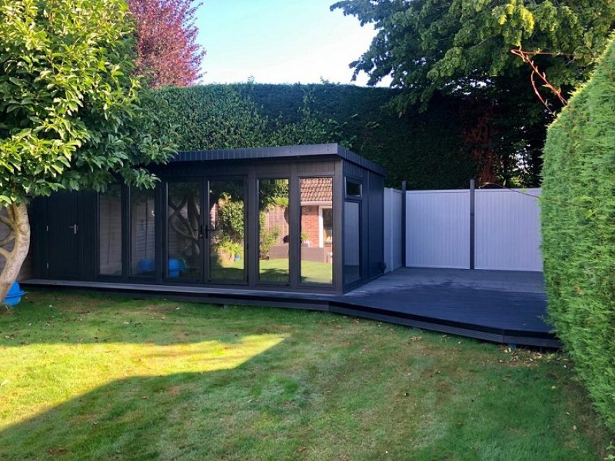 Lovely Garden Room / Lounge with Large Decking Area to Compliment with Contrasting Fence Panels Installed in East Grinstead West Sussex