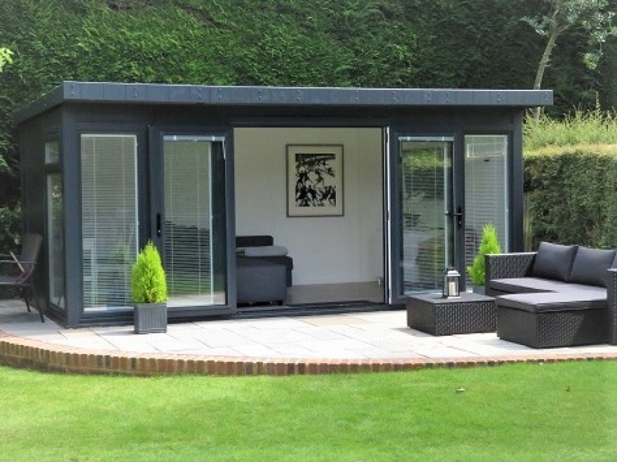 Lovely Garden Room / Lounge with Our 10 Year Warranty Options in RAL 7016 Anthracite Grey Installed in Tadworth Surrey