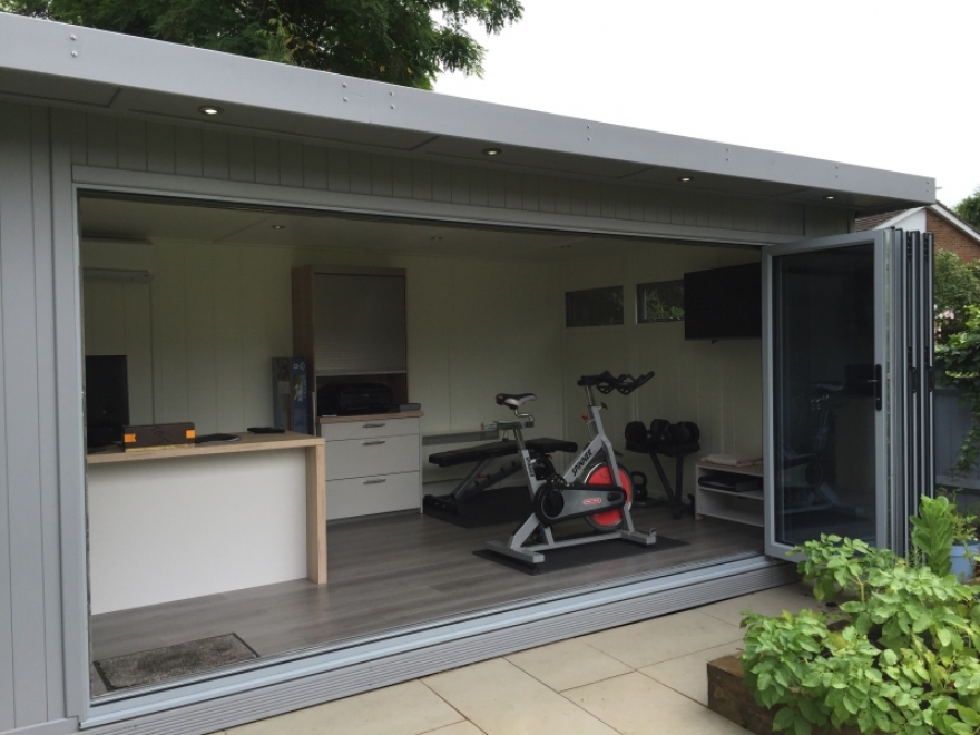 Office & Gym in One Tidy Man Cave Installed St Albans