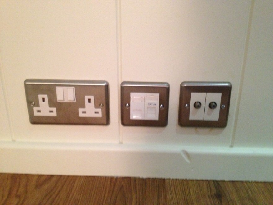 Power, internet and SKY tv socket points