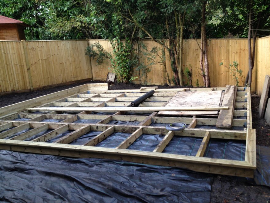 Steel & timber framed base with digout and retaining wall