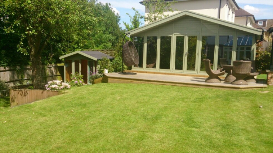 This smaller summer house was added in May 2014 to complement not only a stunning garden room but stunning surround too.
