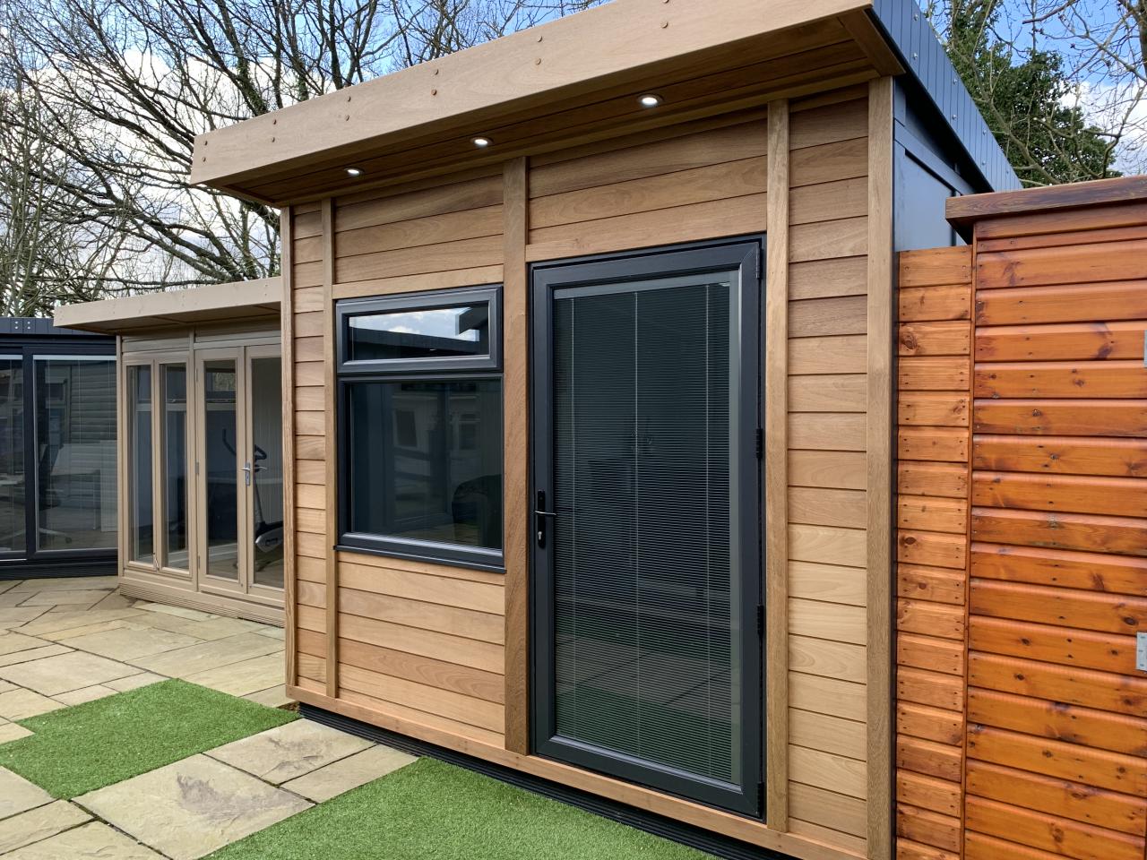 Our Iroko and cedar clad man cave at the show center  ready for you to enjoy REF mancave 